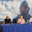 Iván García (UBU), la alcaldesa, Cristina Ayala, y José Luis Moral, de la Asociación Burgalesa de Amigos del Caballo.