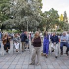 Cristina Ayala, flanqueada por su equipo de Gobierno, en el parque Félix Rodríguez de la Fuente.