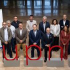 Representantes de la comisión de gerencias del G-9 de universidades, reunidos en Pamplona bajo la presidencia del rector de la Universidad de Oviedo, Ignacio Villaverde Menéndez.
