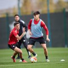 Imagen del último entrenamiento del Mirandés.