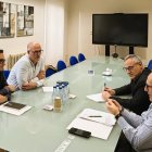 San Millán, durante la reunión con los representantes de la Federación de Hostelería.