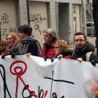 Carlos Martínez en la manifestación de León junto a miembros de Sumar, Marina Echebarría; Izquierda Unida, Juan Gascón; CCOO, Ana Fernández, y Unidas Podemos, Miguel Ángel Llamas.