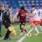 Imagen del partido entre el Mirandés y el Sporting.