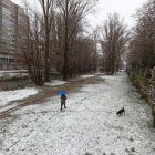 Imagen de la orilla del Arlanzón con nieve.