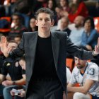 Denís Pombar durante el partido ante el Palencia en El Plantío, del que apeló a repetir la consistencia que el Tizona demostró en algunos momentos.