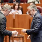 El portavoz de Vox Carlos Pollán en la sesión constitutiva de las Cortes.