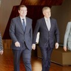 Leticia García, Alfonso Fernández Mañueco, Francisco Vázquez y Rocío Lucas a su llegada al pleno.