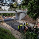 Un momento de la visita a las obras del puente del Castillo.