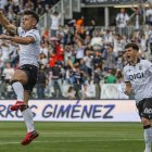 Curro Sánchez celebra un gol ante el Deportivo.