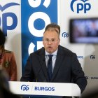 Imagen de Miguel Tellado, en la sede del PP de Burgos.