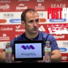 Muneta, en la rueda de prensa posterior al partido entre el Mirandés y el Zamora.