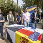 Pablo Blanco (sudadera rosa) durante el acto de Nuevas Generaciones del PP de Burgos por el Día de la Hispanidad.