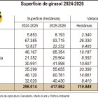 Superficie de girasol 2024-2026 (10cmx7cm).