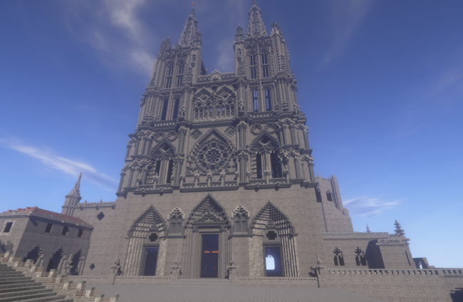 Recreación de la Catedral de Burgos que sigue en construcción desde que empezó el proyecto Minecrafteate.