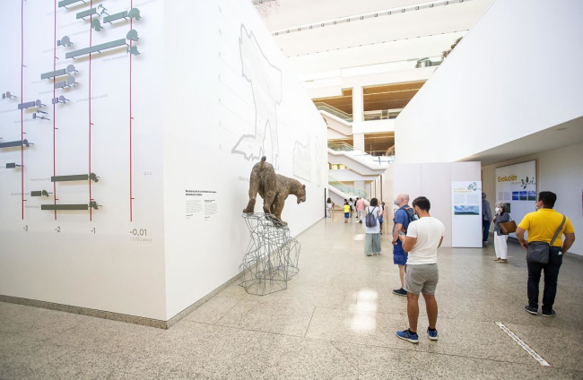 Turistas en el Museo de la Evolución este verano. SANTI OTERO