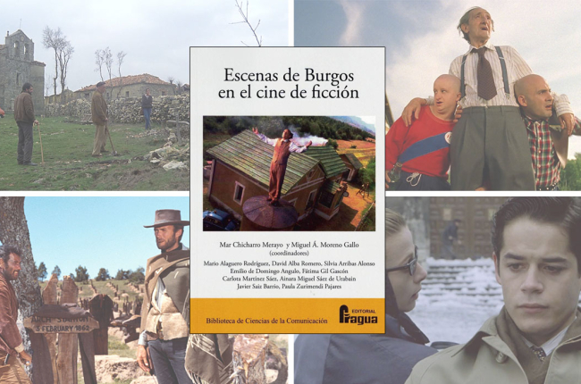 Portada del libro 'Escenas de Burgos en el cine de ficción' sobre planos de algunas películas rodadas en la provincia. ECB
