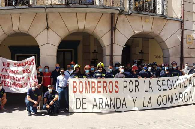 Imagen de la protesta de los Bomberos. L. V.