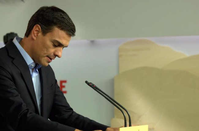 Pedro Sánchez, este lunes en la sede central del PSOE.-DAVID CASTRO