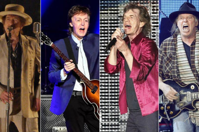 Bob Dylan, Paul McCartney, Mick Jagger y Neil Young podrían tocar juntos el próximo octubre en el llamado festival del siglo.-