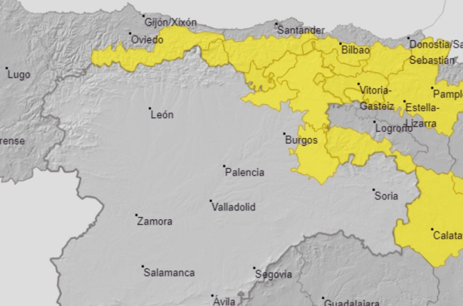 Aviso amarillo en buena parte de la provincia de Burgos