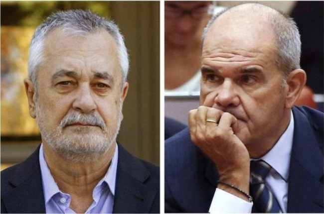 Los expresidentes andaluces José Antonio Griñán y Manuel Chaves.-