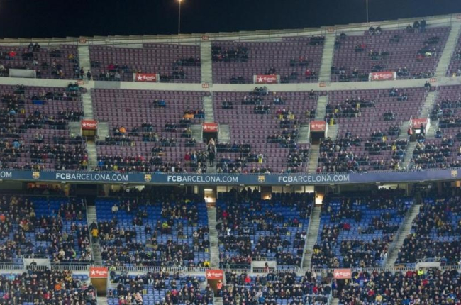 Imagen de la grada del Camp Nou en el partido de Copa ante el Celta del jueves 11 de enero.-JORDI COTRINA