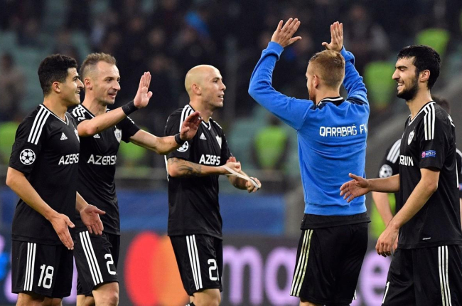Los jugadores del Qarabag celebran un gol en la última edición de la Champions League. /-ALEXANDER NEMENOV (AFP)