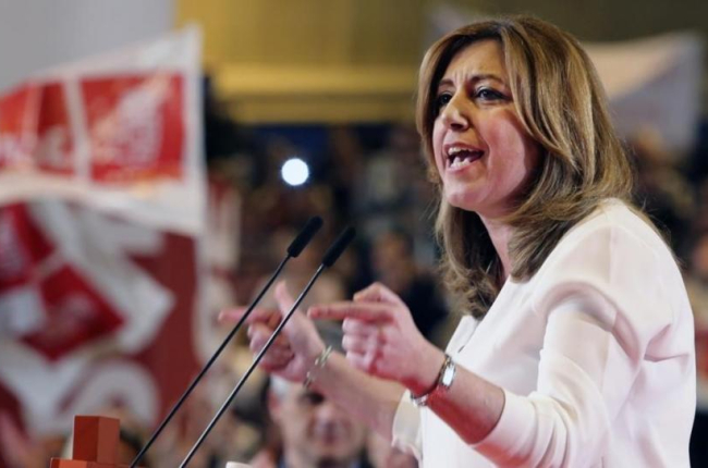 Susana Díaz, durante el acto de presentación de su candidatura, el pasado 26 de marzo.-JUAN MANUEL PRATS