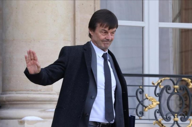 El ministro Nicolas Hulot abandona el Palacio del Elíseo.-AFP / LUDOVIC MARIN