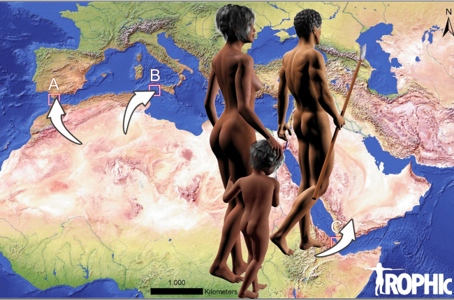 El estudio analiza la posible salida de África a través de los estrechos de Gibraltar, Sicilia y Bab-al-Mandab usando un modelo. CENIEH computacional