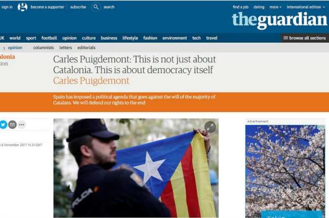 Artículo de Carles Puigdemont en The Guardian.-EL PERIÓDICO