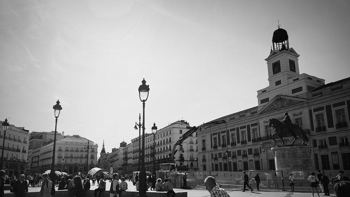 Imagen de la Puerta del Sol de Madrid, esta primavera.