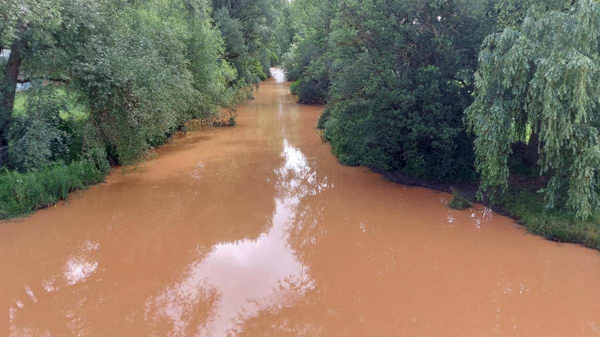 El río Arlanzón, en el corazón de Burgos, se ha convertido en un espectáculo natural cautivador después de las recientes lluvias en la cuenca alta.