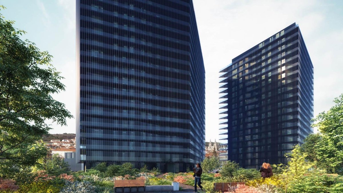 Recreación del proyecto de las 'Torres Dúo' en el bulevar ferroviario, en las cercanías de la Sala Andén.