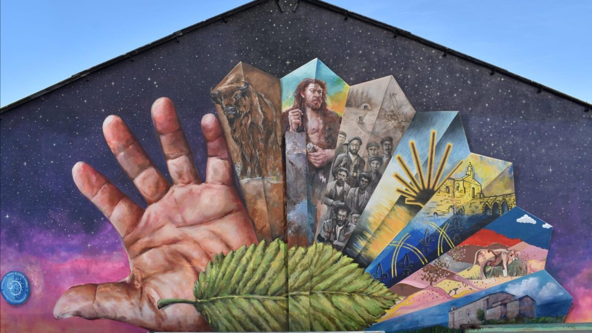 Mural del Gremio de Autores Plásticos de Burgos (GAP) en San Millán de Juarros.