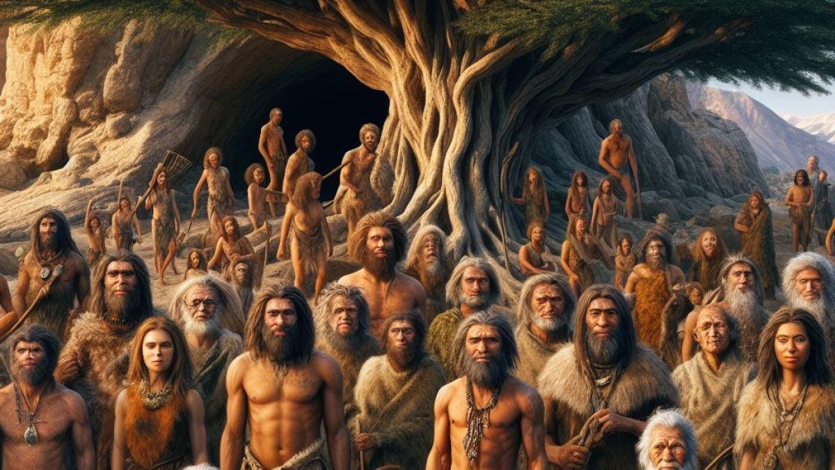 Población preneandertal de hace 400.000 años en la foto frente al viejo roble.