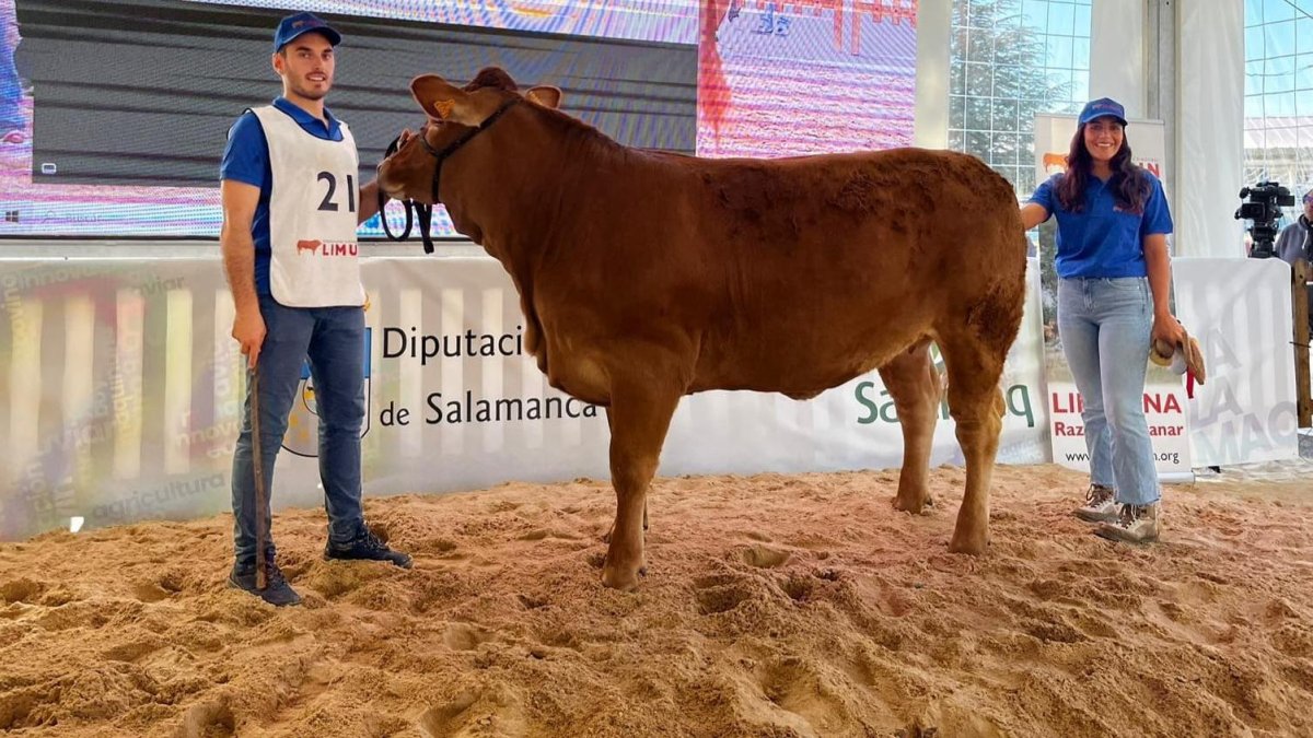 Aitor Sainz Maza, junto a Ana, su mujer, en la última edición de la feria Salamaq tras hacerse con uno de los galardones.