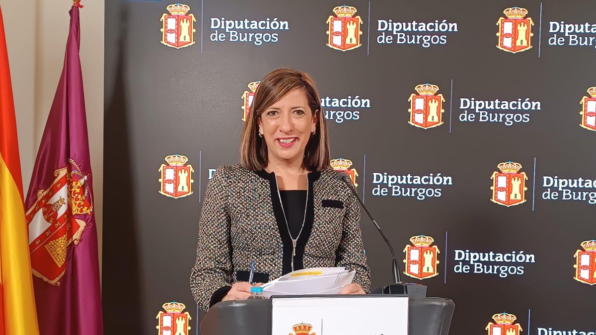 La portavoz del PSOE en la Diputación, Nuria Barrio, en rueda de prensa.