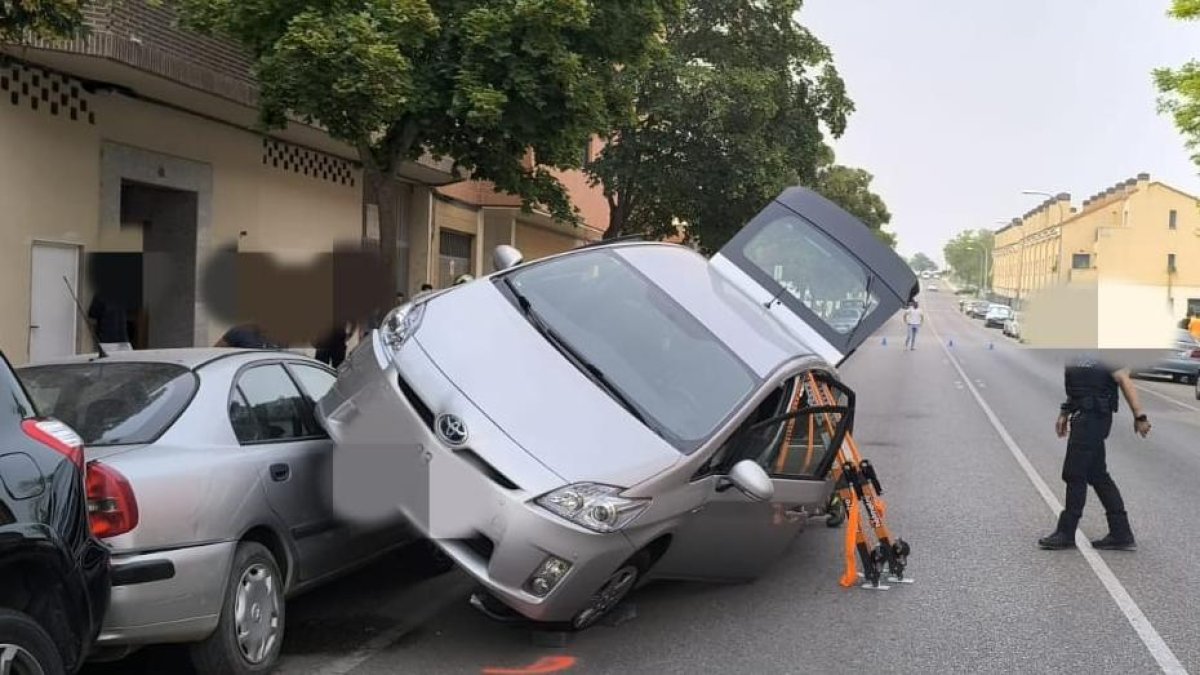 Imagen del accidente junto a la plaza de Toros de Aranda