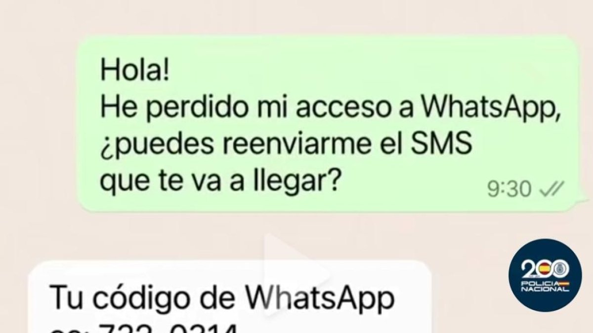 Captura de estafa a través de WhatsApp.