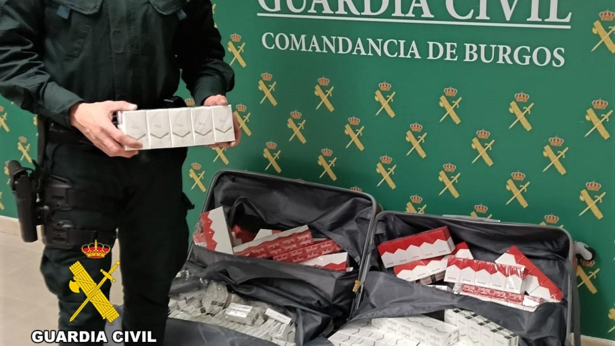 Tabaco de contrabando incautado por la Guardia Civil de Burgos.