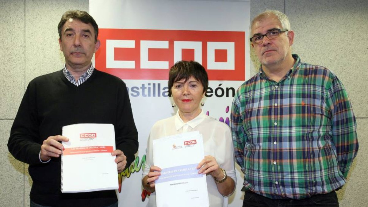 La secretaria de Mujer y Políticas de Igualdad de CCOO Castilla y León, Rosa Martínez, y el secretario general del sindicato en la Comunidad, Ángel Hernández-Ical