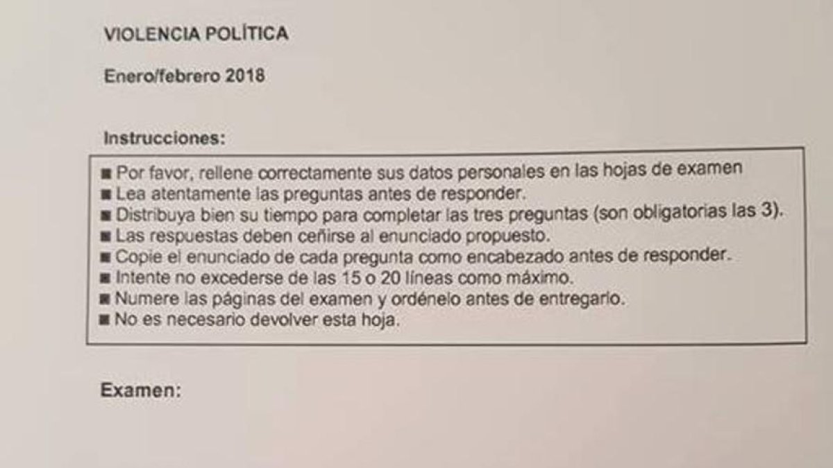 Examen de la UNED en el que se pregunta si los hechos de octubre en Cataluña fueron un golpe de Estado.-EL PERIÓDICO