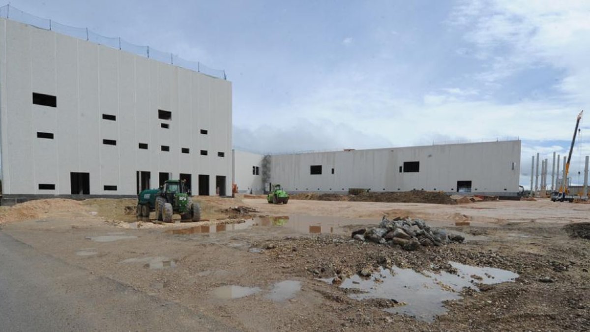 Imagen actual de las obras de construcción de la fábrica Nueva Bureba, de Campofrío, en el polígono industrial de Gamonal.-ISRAEL L. MURILLO