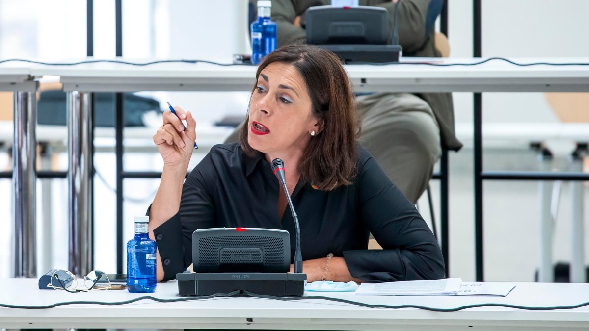 Marga Arroyo, durante el Pleno celebrado a finales de agosto. SANTI OTERO