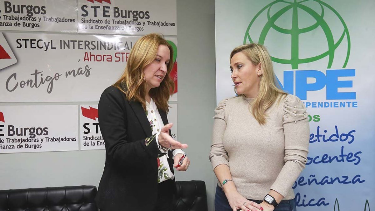 María Victoria Ibeas (STE) y María José Santamaría (ANPE). / RAÚL G. OCHOA