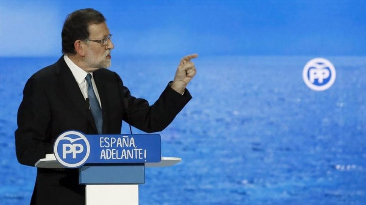 Mariano Rajoy, durante su intervención de este sábado en el congreso del PP.-JUANJO MARTÍN