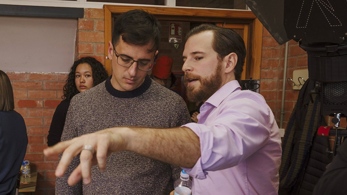 David Pérez Sañudo (izquierda) y Álvaro Cervantes, durante el rodaje. CARLOS MATEO