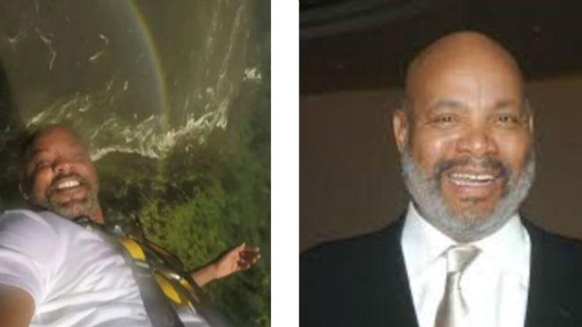 Fotograma del vídeo en que Will Smith salta al vacío. A la derecha, una fotografía de Jamer Avery, el popular 'Tío Phil'.-