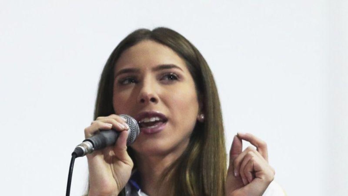 Fabiana Rosales, esposa de Juan Guaidó en un gira por Perú.-AP
